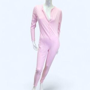 pink pointelle heart thermal lounge onesie
